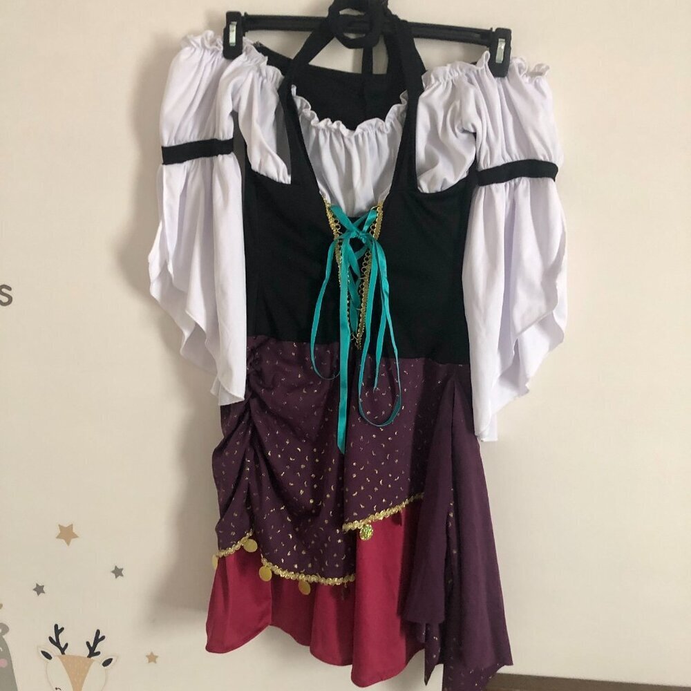 Fortune Teller Gypsy Esmeralda Costume Crystal Ball Dress Girls Medium M 8-10 - Picture 2 of 10